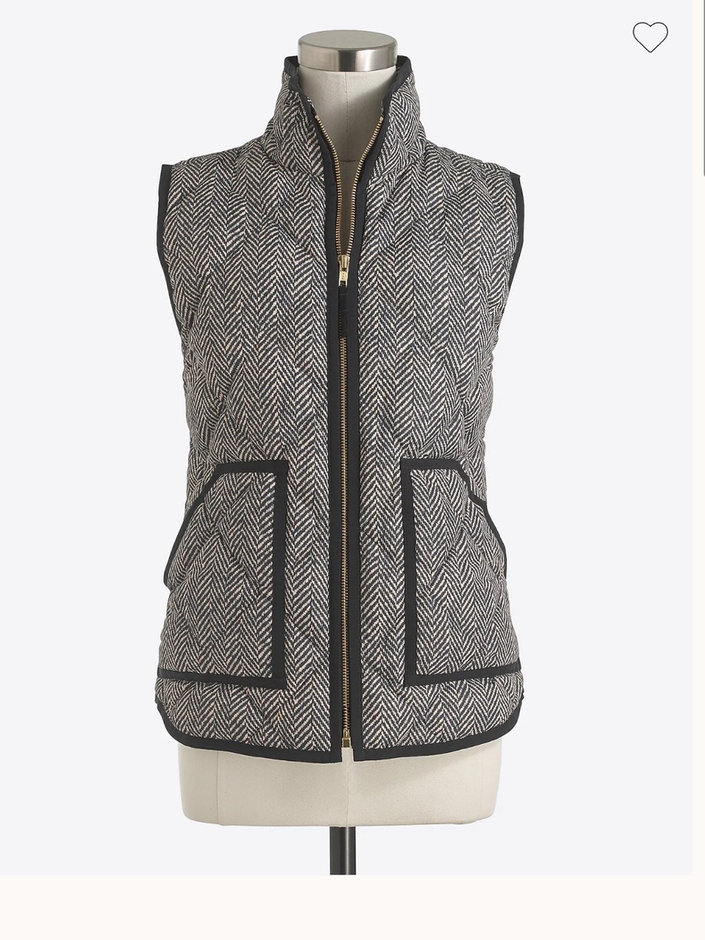 J Crew Herringbone Quilted Vest - Black & Light Tan